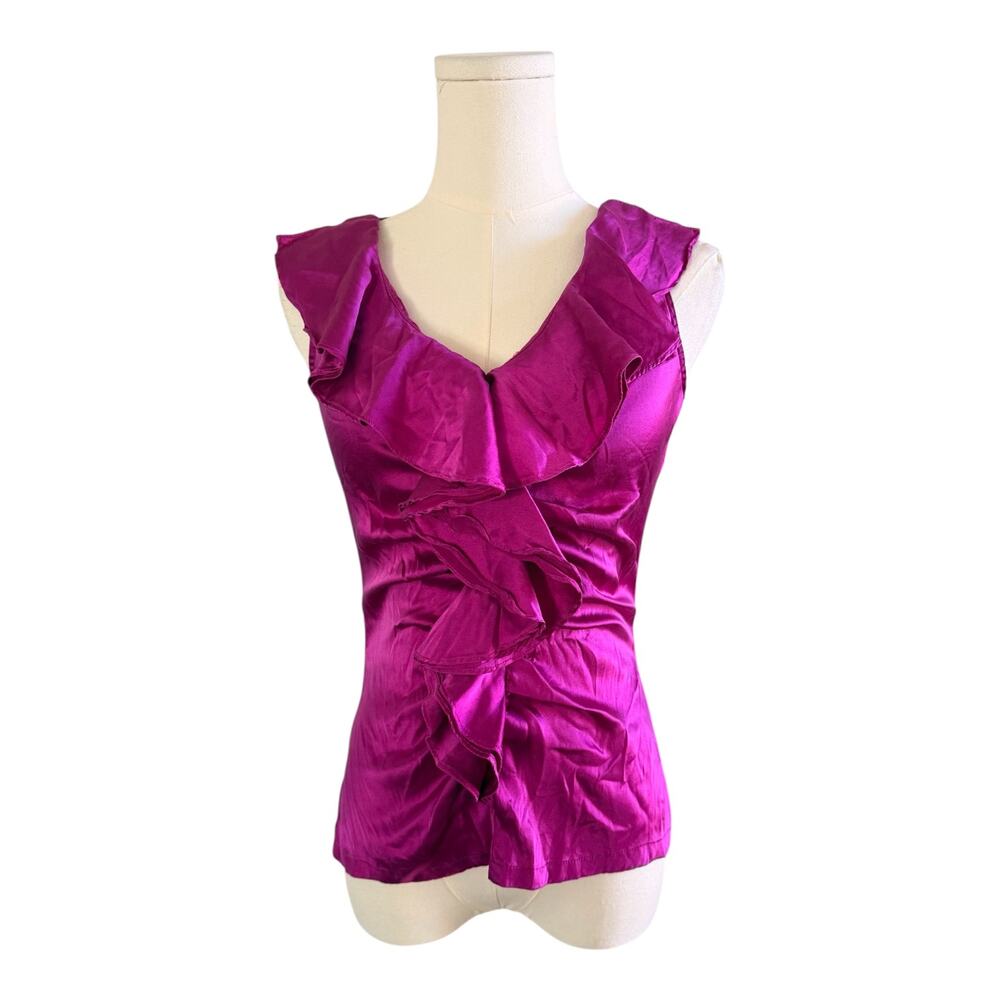 Cache Silk Blend Ruffle Top y2k